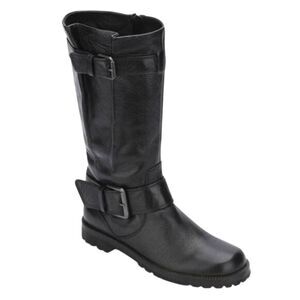 GENTLE SOULS Black Buckled Leather Riding Boot Size 6.5M
